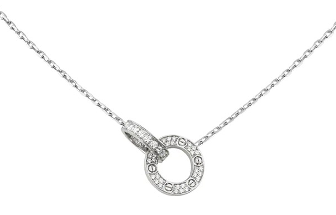 Cheap (W) 까르띠에 러브 네크리스 클래식 18K 화이트 골드 여성용 목걸이. B7216300