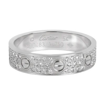 (Women) Cartier Love Ring 18K White Gold Full Diamond Wedding Band for Women White B4083400