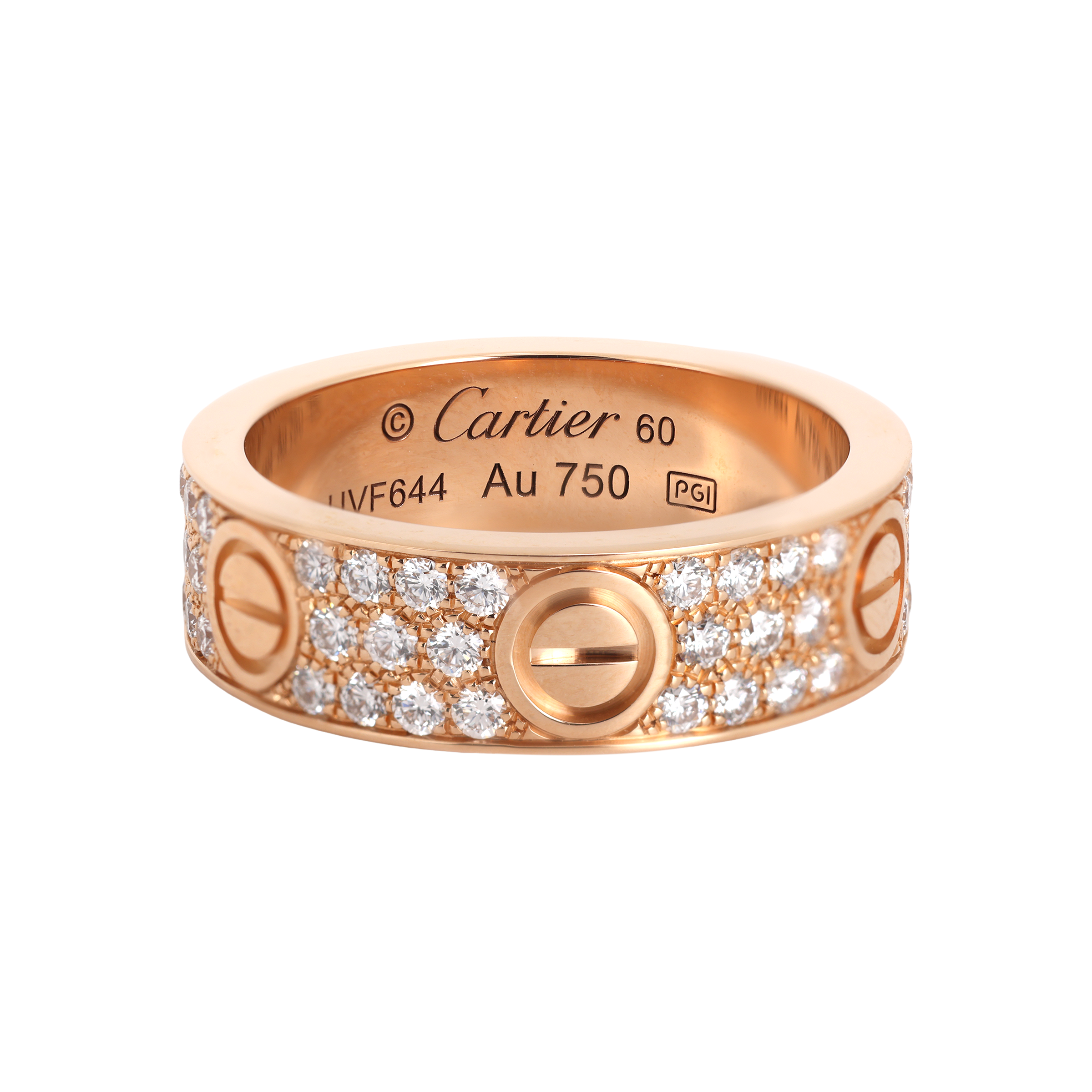 (Women) Cartier LOVE Ring Rose Gold 18K Full Diamond 6.5mm  Jewelry. B4087600