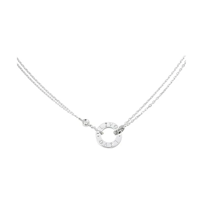 (Women) Cartier Love Series Classic Logo Round Pendant Necklace 18K White Gold for Women B7219400