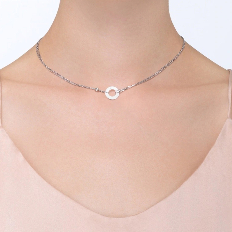 Sizing (W) 까르띠에 러브 시리즈 클래식 로고 18K 화이트 골드 펜던트 목걸이 여성용 B7219400