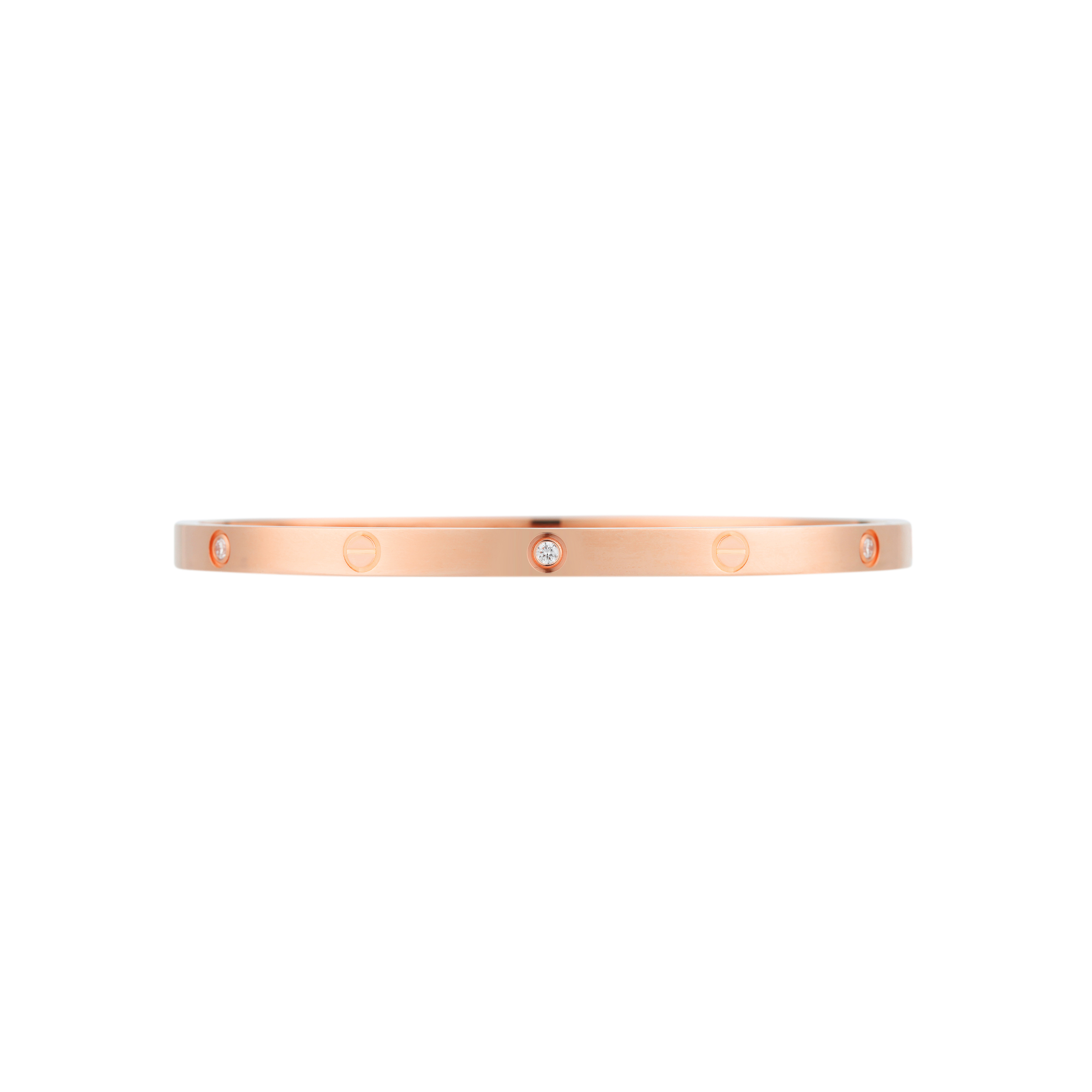 (Women) Cartier LOVE Series Diamond 18K Rose Gold Narrow Bracelet for Women. B6047617