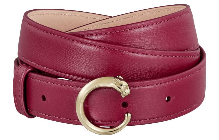(Women) Cartier Red Leather Panther Belt Smooth Buckle 2.5cm L5000640