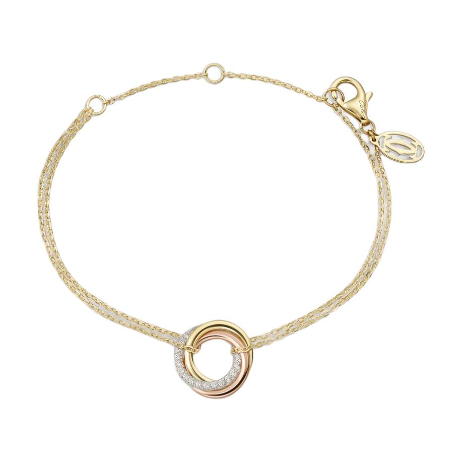 Order (W) Cartier Trinity 18K白金鑽石手鏈 女款-金色 B6069815