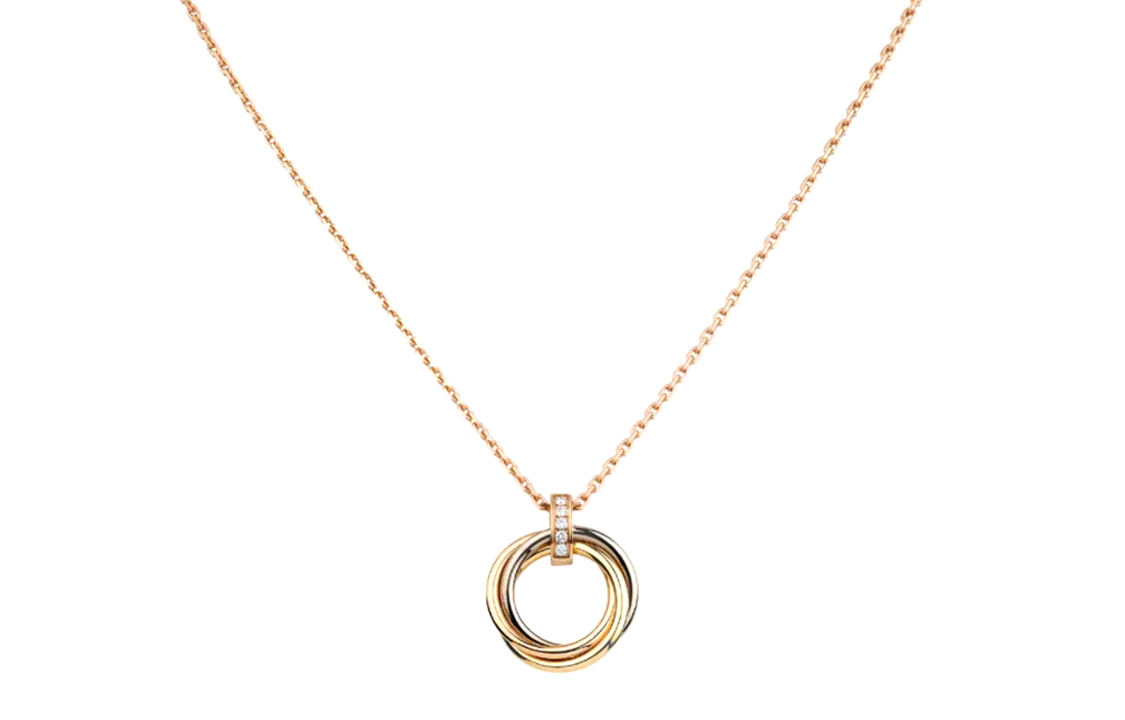 Order (W) 까르띠에 트리니티 18K 화이트 골드 다이아몬드 펜던트 목걸이 여성용. B7058700