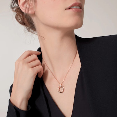 (W) 까르띠에 트리니티 18K 화이트 골드 다이아몬드 펜던트 목걸이 여성용. B7058700 Sizing (W) 까르띠에 트리니티 18K 화이트 골드 다이아몬드 펜던트 목걸이 여성용. B7058700