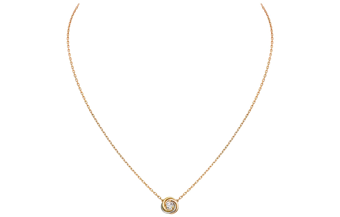 Lookbook (W) 까르띠에 트리니티 18K 화이트, 옐로우, 로즈 골드 다이아몬드 여성용 목걸이. B7224900