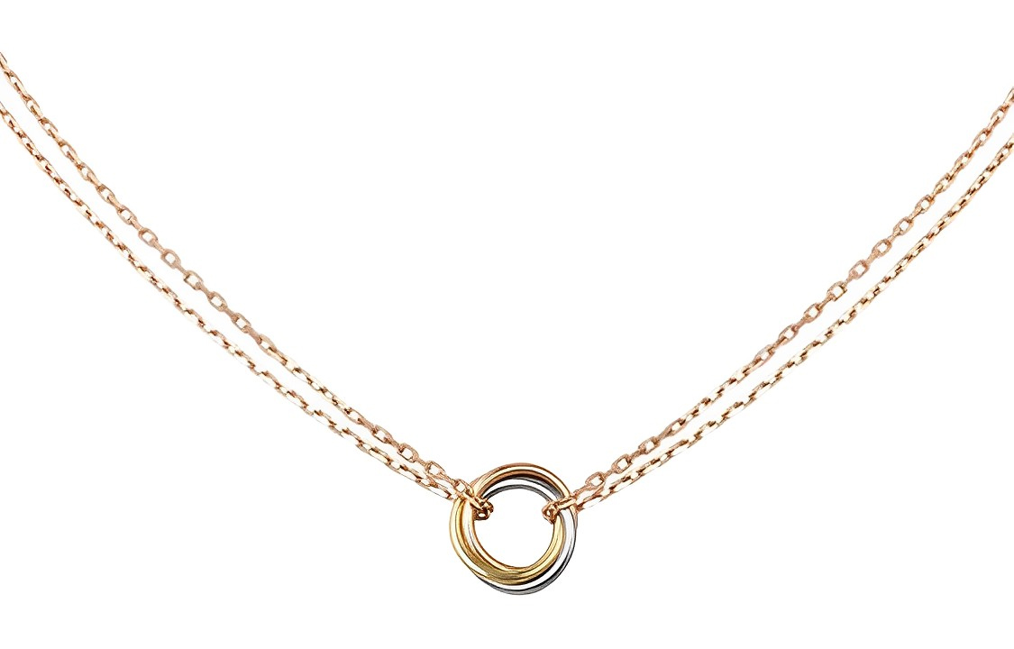 Shop (W) 까르띠에 트리니티 목걸이, 18K 화이트/골드/로즈 골드 트리플 체인 여성용. B7218200