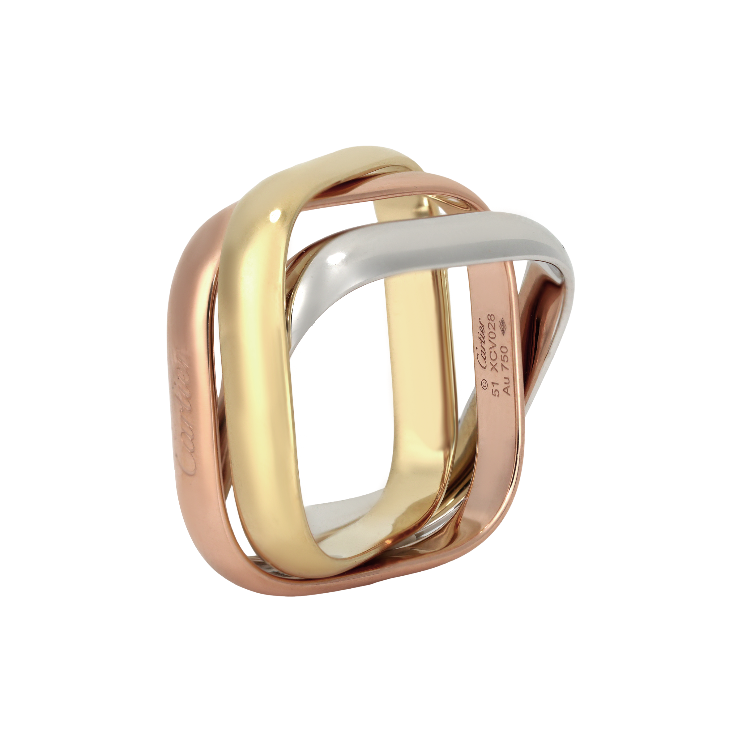 (Women) Cartier Trinity Ring  18K White Gold, Gold, Rose Gold Multicolor. B4240600