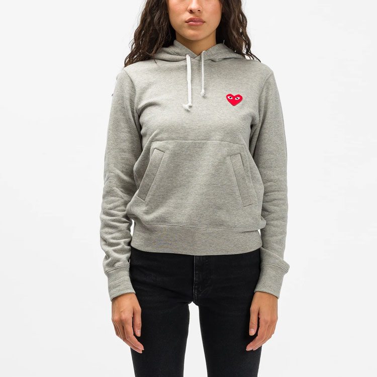 Shop (Women) CDG Play Black Heart Logo Hoodie  Grey by Comme des Garçons. AZ-T169-051-1