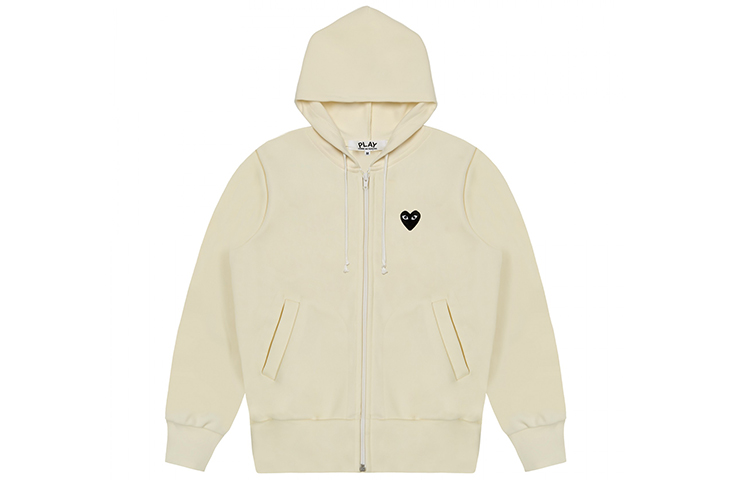 Lookbook (Women) CDG Play Black Heart Logo Zip-Up Hoodie Women’s Off-White by Comme des Garçons. AZ-T253-051-3