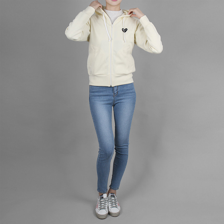 Purchase (Women) CDG Play Black Heart Logo Zip-Up Hoodie Women’s Off-White by Comme des Garçons. AZ-T253-051-3