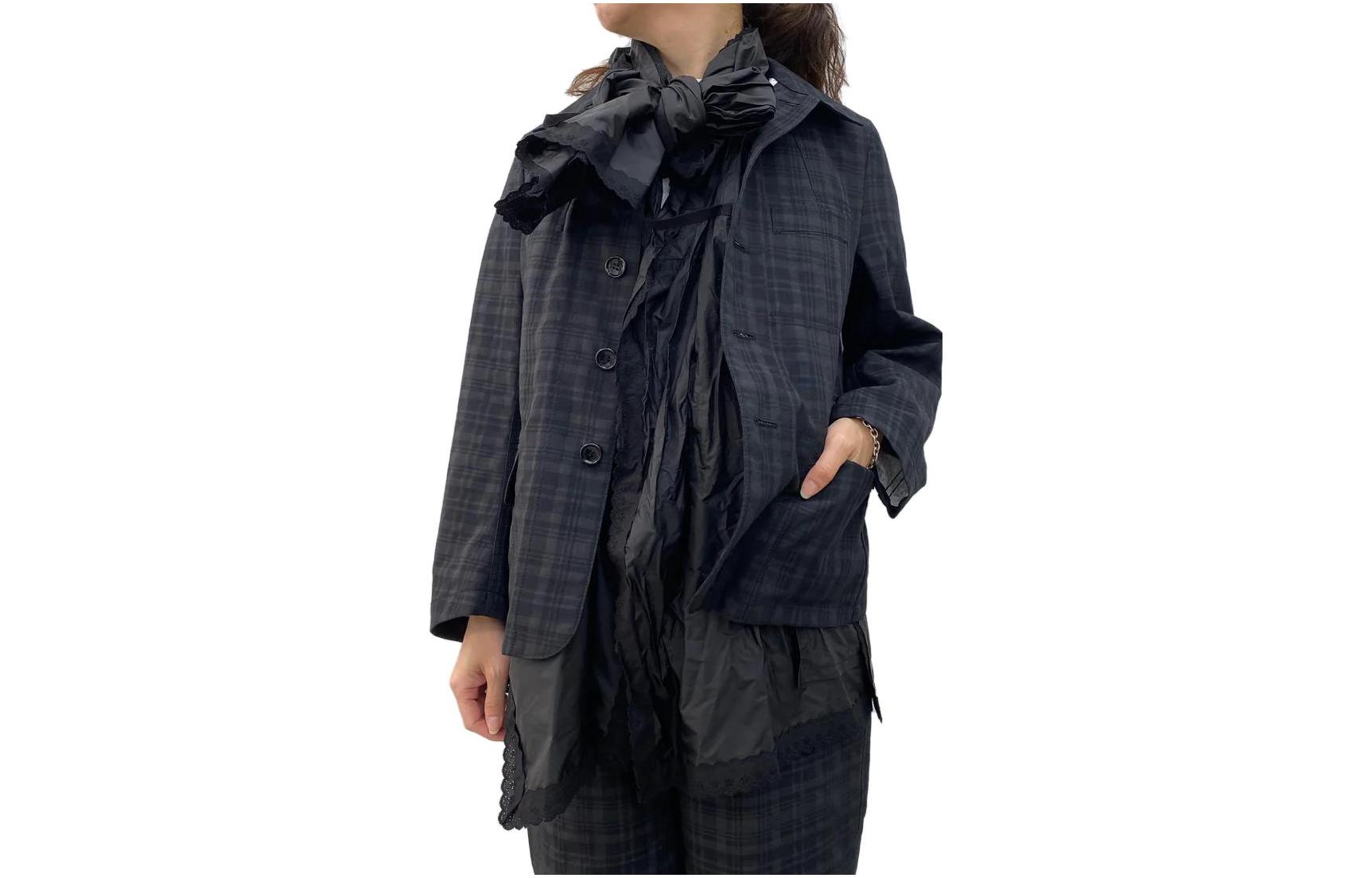 (Women) CDG Play Checked Single-Breasted Jacket Deep Gray. TK-J014-051-2