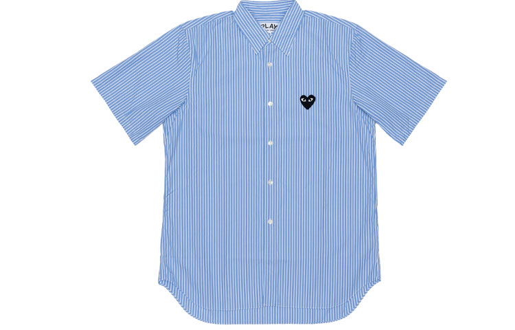 (Women) CDG Play CDG  Striped Short Sleeve Shirt Blue. AZ-B021-051-1