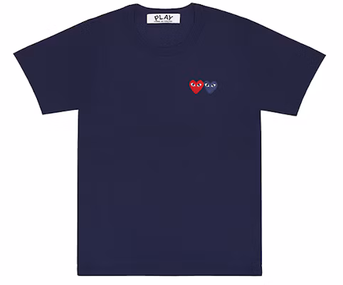 (W) CDG Play 雙心刺繡短袖T恤 深藍色 AZ-T225-051-2 Buy (W) CDG Play 雙心刺繡短袖T恤 深藍色 AZ-T225-051-2