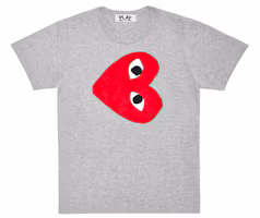(Women) CDG Play Grey T-Shirt with Large Red Heart Print for Women. AZ-T263-051
