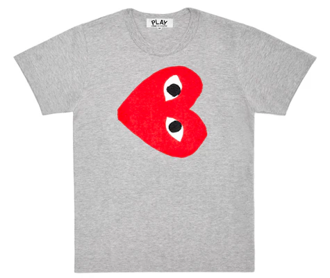 (Women) CDG Play Grey T-Shirt with Large Red Heart Print for Women. AZ-T263-051 Buy (Women) CDG Play Grey T-Shirt with Large Red Heart Print for Women. AZ-T263-051