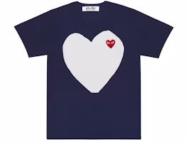 (Women) CDG Play Navy Blue Tee with Large Heart Logo by Comme des Garçons. AZ-T183-051-1 (Women) CDG Play Navy Blue Tee with Large Heart Logo by Comme des Garçons. AZ-T183-051-1