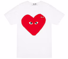 (Women) CDG Play Red Heart Print Regular Sleeve T-Shirt White AZ-T219-051-1 (Women) CDG Play Red Heart Print Regular Sleeve T-Shirt White AZ-T219-051-1