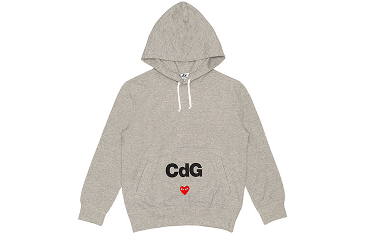 Order (W) CDG 플레이 x 꼼데가르송 "플레이 투게더" 로고 후드티 그레이 AE-T103-051-1
