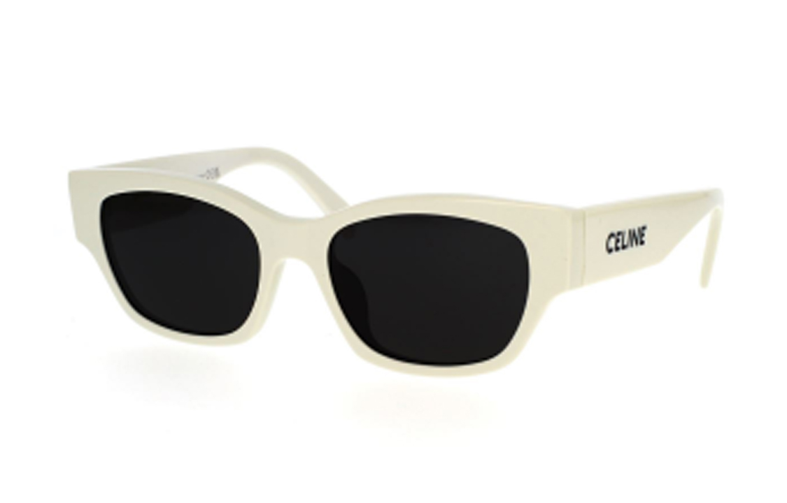(Women) CELINE  Beige Irregular Acetate Sunglasses with Side Lettering. CL40197U 5425A