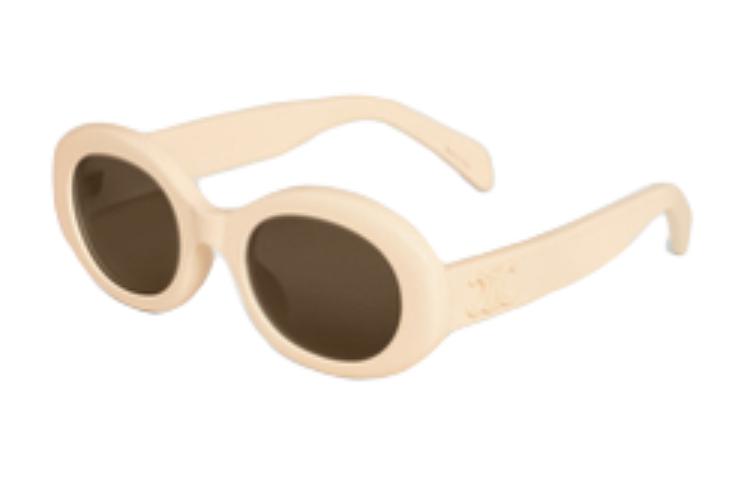 (Women) CELINE  Beige Oval Acetate Sunglasses Simple Design 4S194CPLB01QE