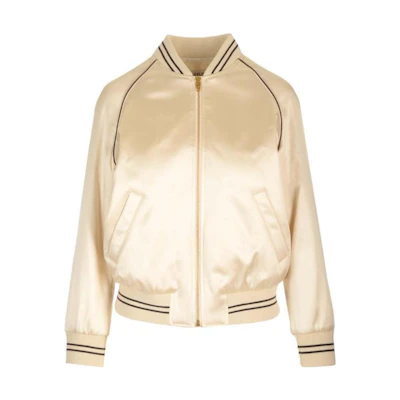 (Women) CELINE Beige Raglan Sleeve Zip-Up Bomber Jacket. 2V06Q199Q-12CR