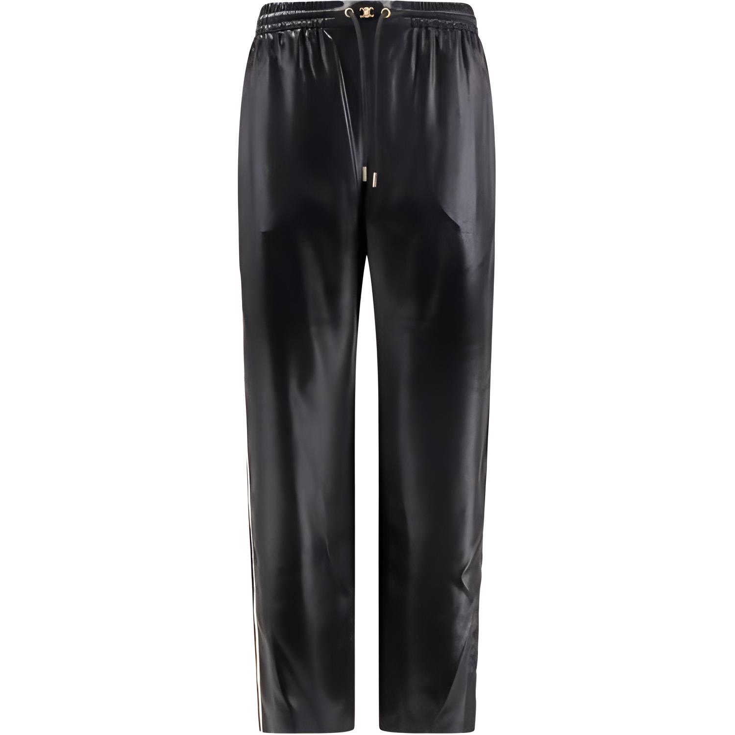 (Women) CELINE  Black Glossy Straight-Leg Lace-Up Casual Pants 2P71A199Q-38NO