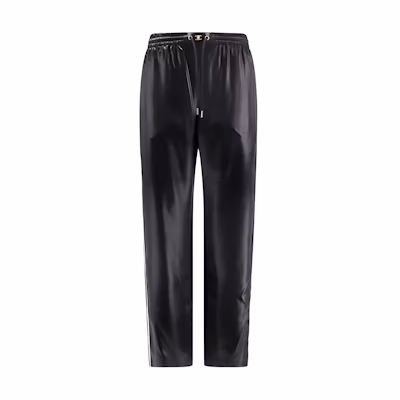 (Women) CELINE Black Glossy Straight-Leg Lace-Up Casual Pants 2P71A199Q-38NO