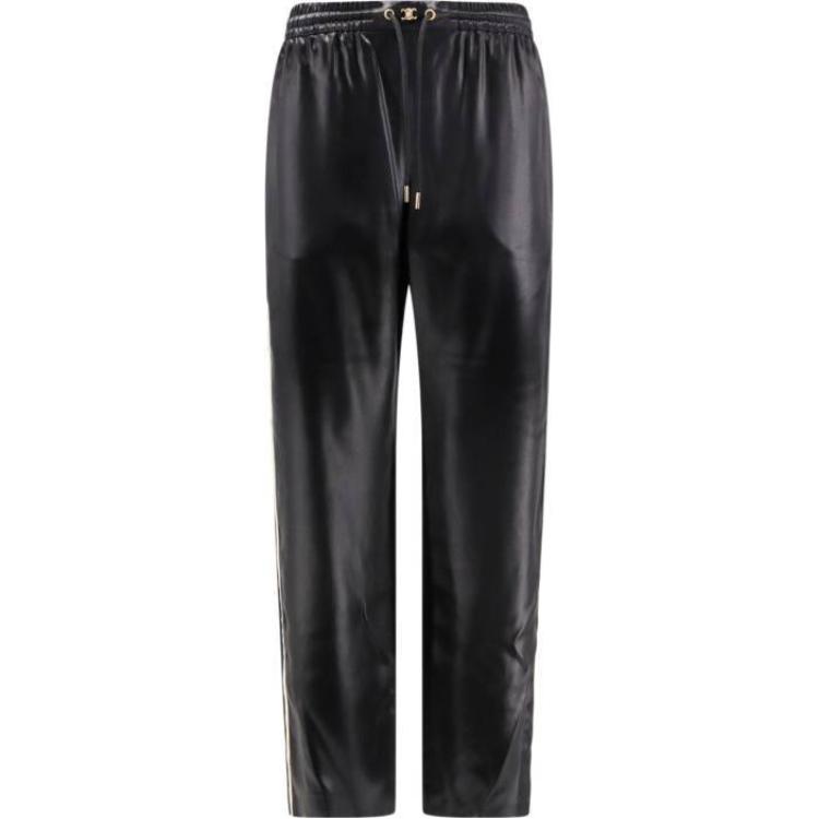 Order (Women) CELINE  Black Glossy Straight-Leg Lace-Up Casual Pants 2P71A199Q-38NO