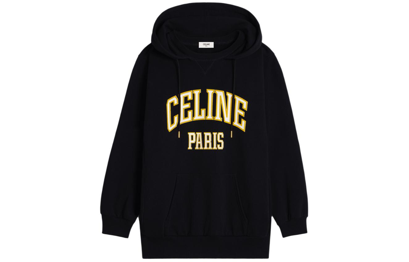 Order (Women) CELINE  Black Hoodie with Logo Letter Print Design. 2Y70F670Q-38WL