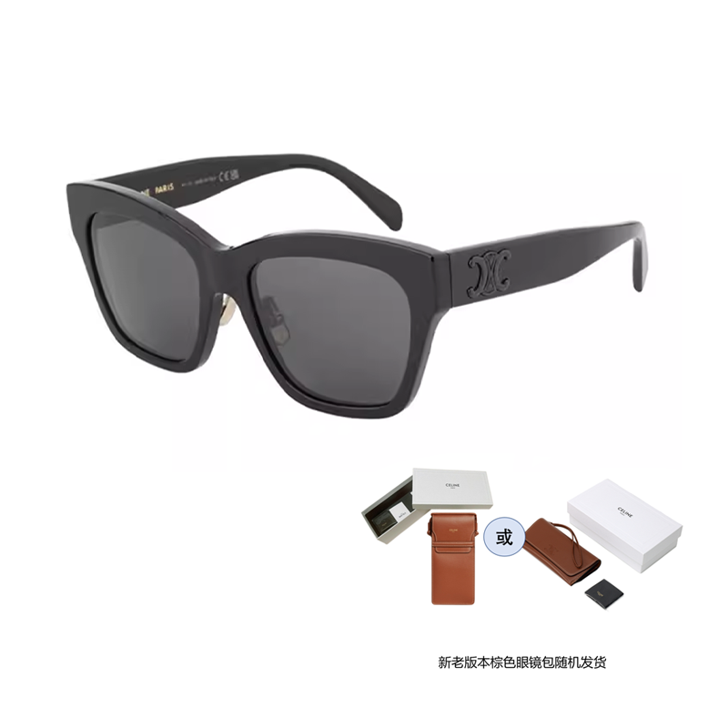 Sizing (W) Gafas de Sol Negras CELINE de Forma Irregular con Templos Icónicos. CL40253F01A