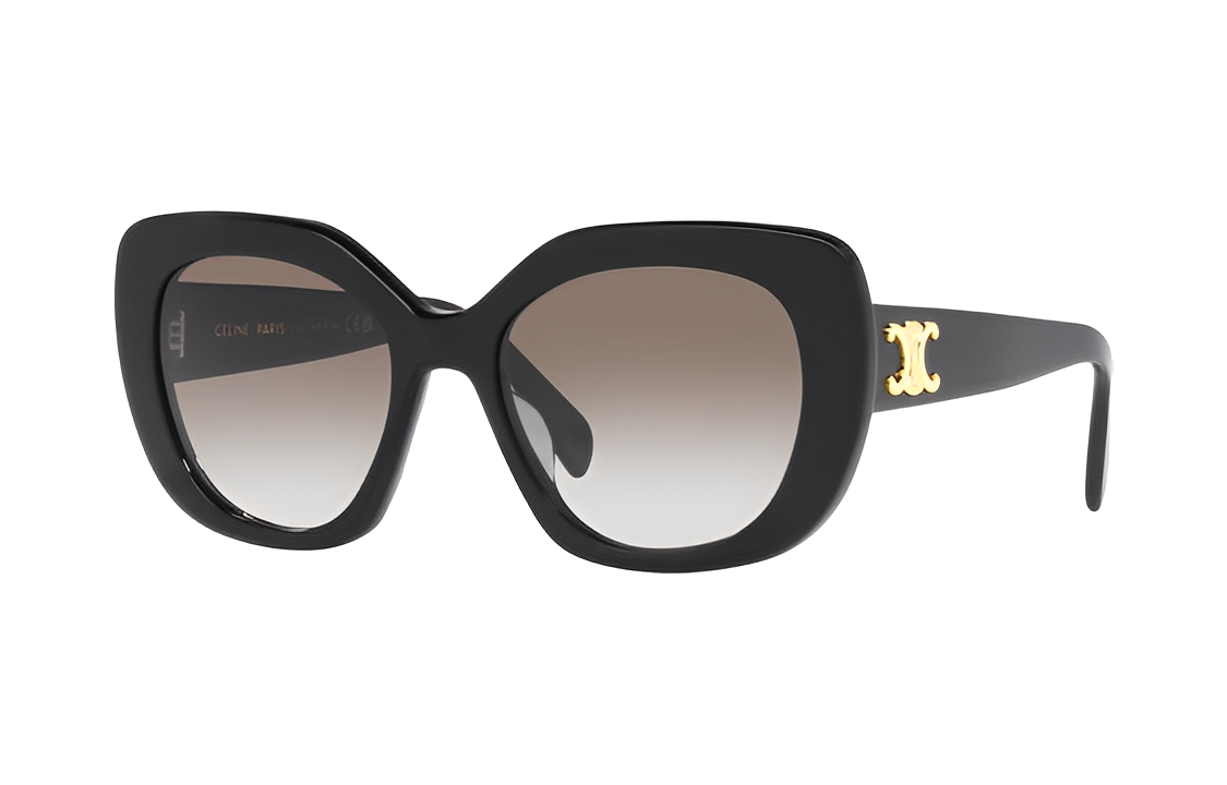 (Women) CELINE  Black Irregular Sunglasses with Side Logo and Solid Frame. CL40226U