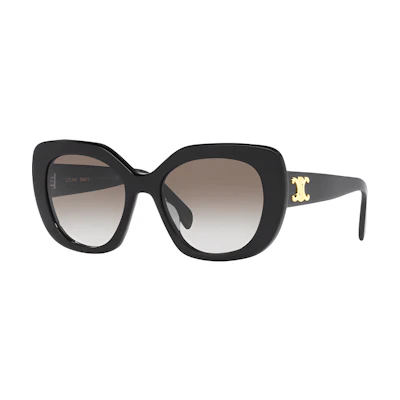 (Women) CELINE Black Irregular Sunglasses with Side Logo and Solid Frame. CL40226U
