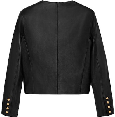 (Women) CELINE Black Leather Jacket Single-Breasted Button Long Sleeve 2F437305Q-38NO Lookbook (Women) CELINE Black Leather Jacket Single-Breasted Button Long Sleeve 2F437305Q-38NO