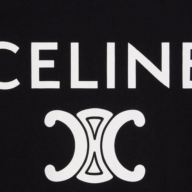 Purchase (W) CELINE Kaos Hitam Letter Print Leher Bulat Casual. 2X872671Q-38AW