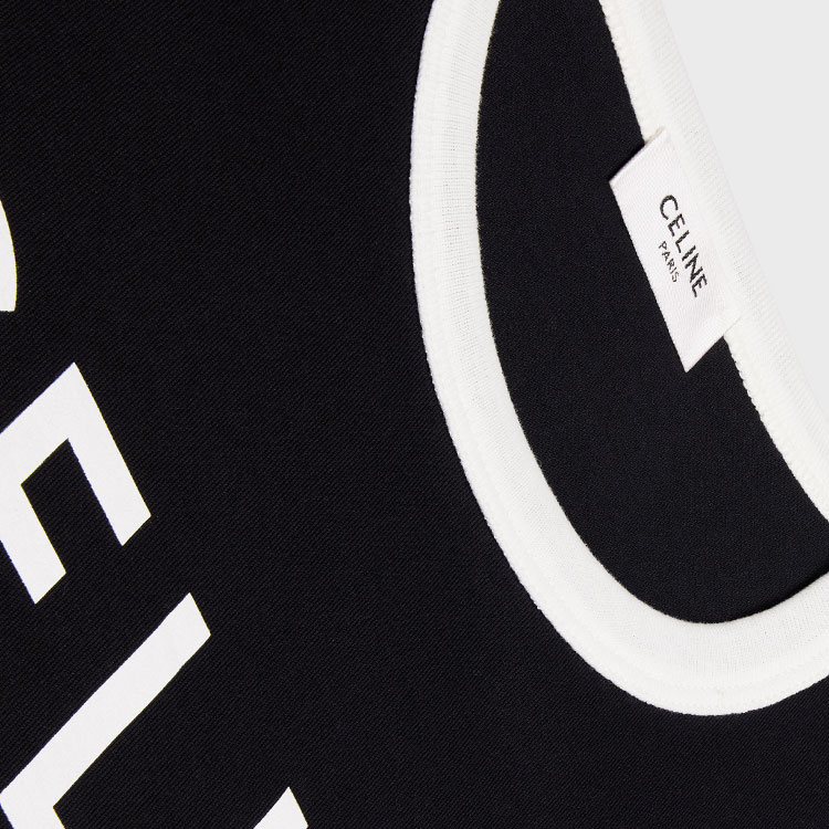 Details for (W) CELINE Kaos Hitam Letter Print Leher Bulat Casual. 2X872671Q-38AW