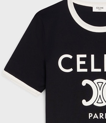 (Women) CELINE Black Letter Print Round Neck Casual T-Shirt. 2X872671Q-38AW Sizing (Women) CELINE Black Letter Print Round Neck Casual T-Shirt. 2X872671Q-38AW