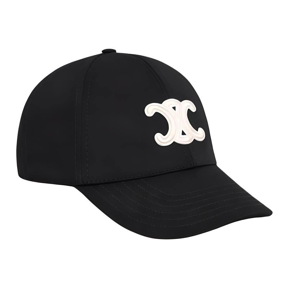 (Women) CELINE  Black Logo Cotton Baseball Cap. 2AUT6969P.38NO