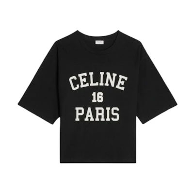 (Women) CELINE Black Loose Fit Letter Print Short Sleeve T-Shirt. 2X38J865W-38AW