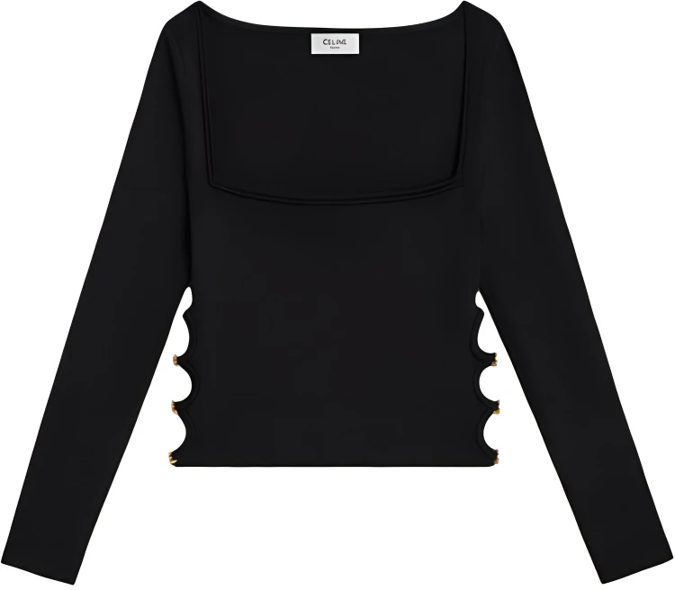 women-celine-black-solid-square-neck-long-sleeve-casual-t-shirt-2-al61898-t38-no