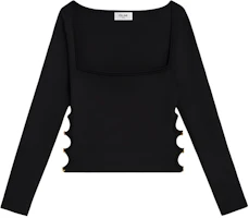 (Women) CELINE Black Solid Square-Neck Long-Sleeve Casual T-Shirt. 2Al61898T38NO (Women) CELINE Black Solid Square-Neck Long-Sleeve Casual T-Shirt. 2Al61898T38NO