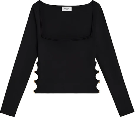 (W) CELINE Kaos Hitam Lengan Panjang Leher Kotak Gaya Santai. 2Al61898T38NO Buy (W) CELINE Kaos Hitam Lengan Panjang Leher Kotak Gaya Santai. 2Al61898T38NO