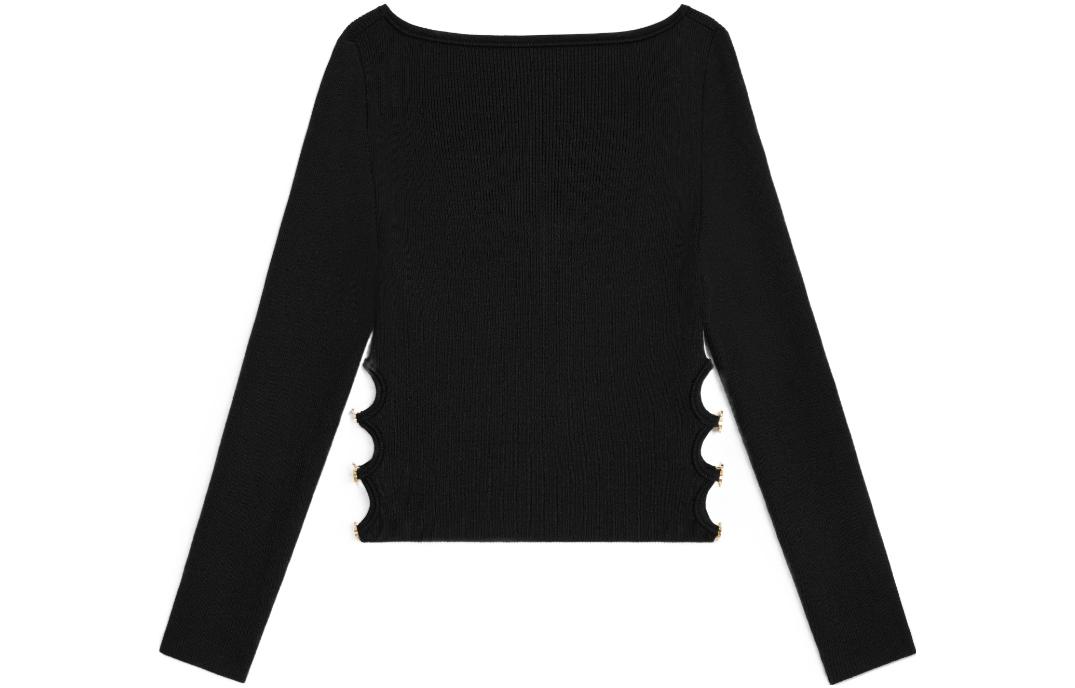 (Women) CELINE  Black Solid Square-Neck Long-Sleeve Casual T-Shirt. 2Al61898T38NO 圖 3
