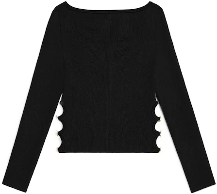 (W) CELINE Kaos Hitam Lengan Panjang Leher Kotak Gaya Santai. 2Al61898T38NO Lookbook (W) CELINE Kaos Hitam Lengan Panjang Leher Kotak Gaya Santai. 2Al61898T38NO