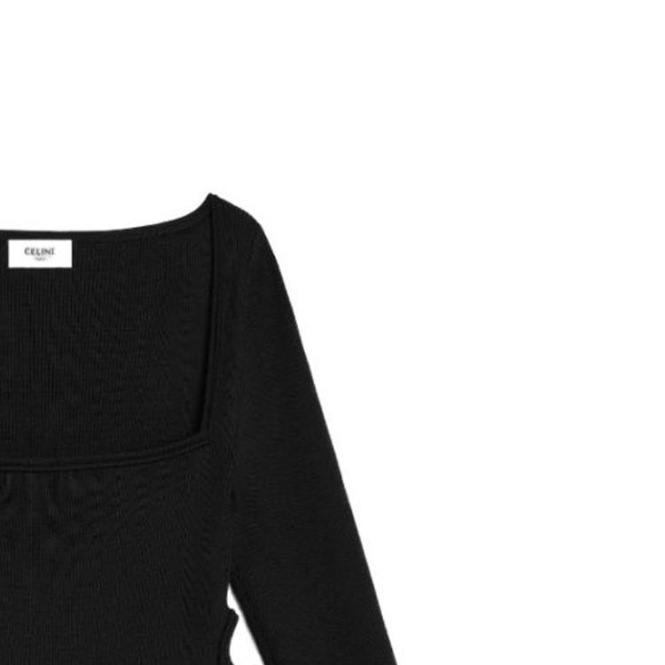 (Women) CELINE  Black Solid Square-Neck Long-Sleeve Casual T-Shirt. 2Al61898T38NO 圖 4
