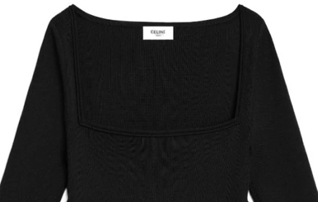 (W) CELINE Kaos Hitam Lengan Panjang Leher Kotak Gaya Santai. 2Al61898T38NO Details for (W) CELINE Kaos Hitam Lengan Panjang Leher Kotak Gaya Santai. 2Al61898T38NO