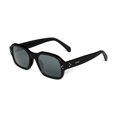 (Women) CELINE Black Square Acetate Sunglasses with Decorative Temples CL40266U01A