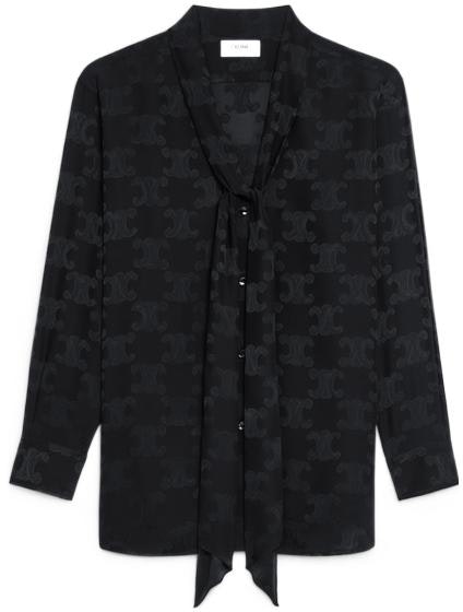 women-celine-black-v-neck-long-sleeve-shirt-with-all-over-print-2-c798399-s-38-no
