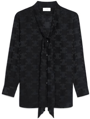 (Women) CELINE Black V-Neck Long Sleeve Shirt with All-Over Print. 2C798399S-38NO Order (Women) CELINE Black V-Neck Long Sleeve Shirt with All-Over Print. 2C798399S-38NO
